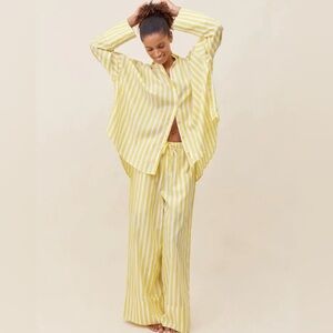 Papinelle Amelie Relaxed Oversized Yellow Stripe Button-Up Pajama Set -Size XXL